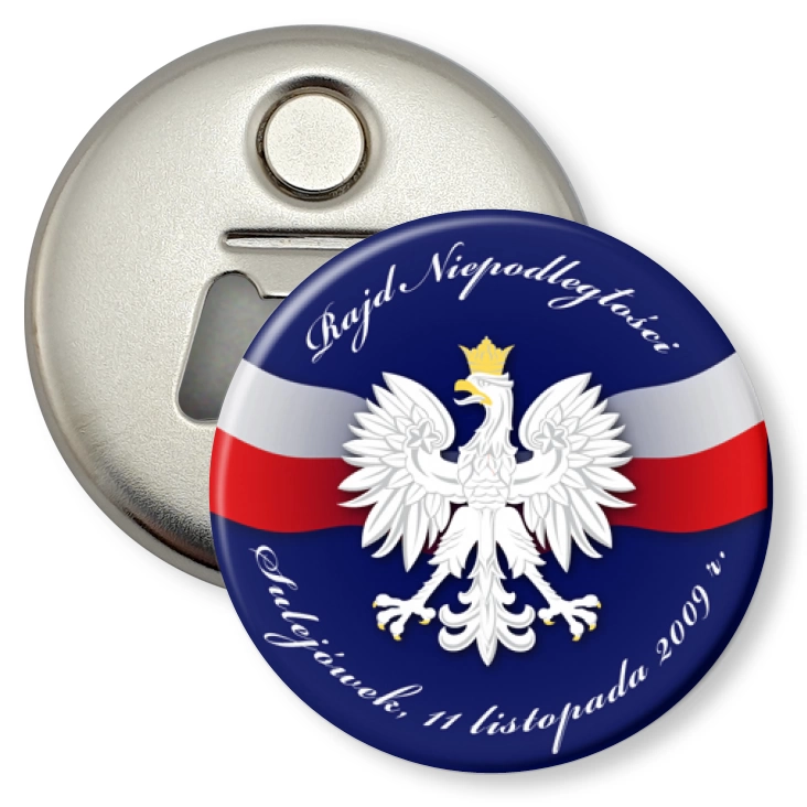 przypinka otwieracz-magnes Rajd Niepodległości - Sulejówek 2009