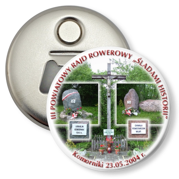 przypinka otwieracz-magnes Rajd rowerowy Śladami historii