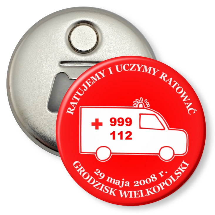 przypinka otwieracz-magnes Ratujemy i uczymy ratować