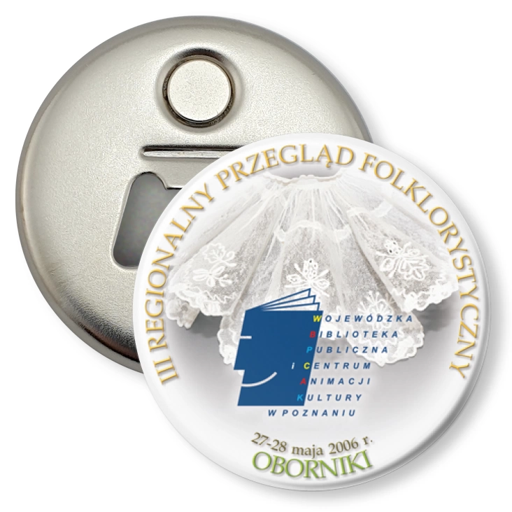 przypinka otwieracz-magnes Regionalny Przegląd Folklorystyczny
