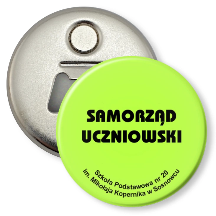 przypinka otwieracz-magnes Samorząd uczniowski SP 20 w Sosnowcu