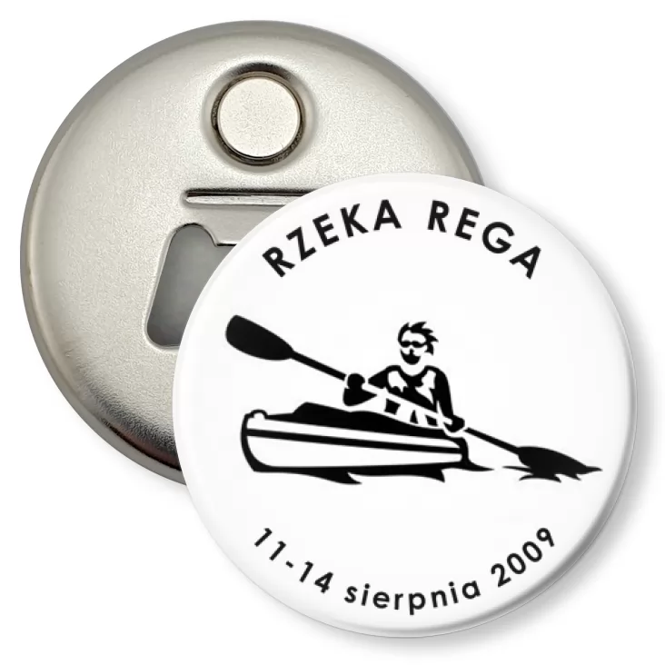 przypinka otwieracz-magnes Spływ kajakowy - Rzeka Rega