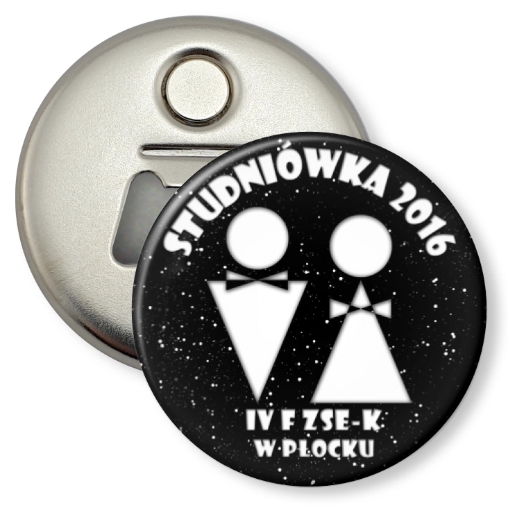 przypinka otwieracz-magnes Studniówka - IV F ZSE-K w Płocku