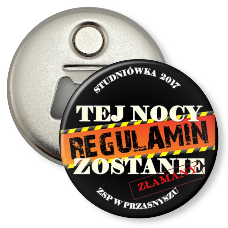 przypinka otwieracz-magnes Studniówka 2017