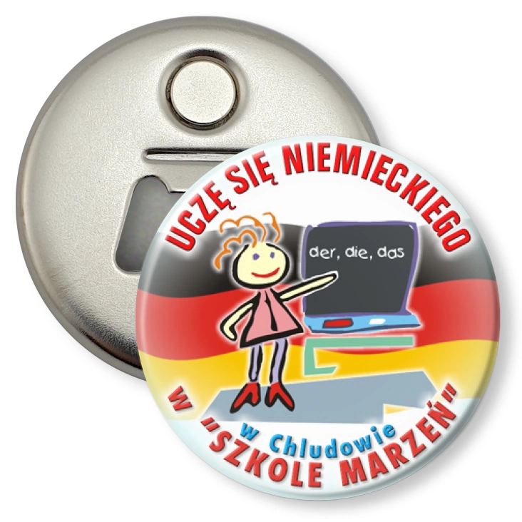przypinka otwieracz-magnes Szkoła Marzeń w Chludowie