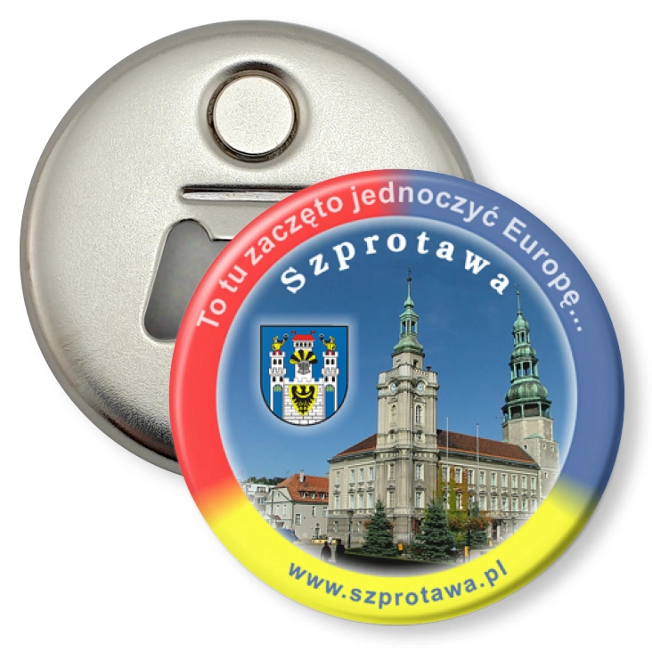 przypinka otwieracz-magnes Szprotawa