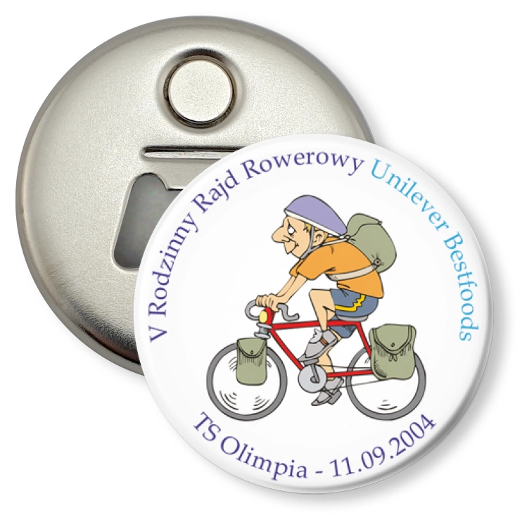 przypinka otwieracz-magnes V Rodzinny Rajd Rowerowy Unilever Bestfoods