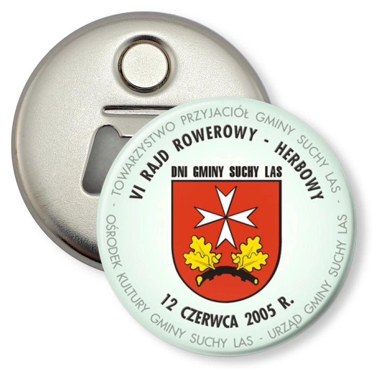 przypinka otwieracz-magnes VI Rajd Rowerowy - Herbowy