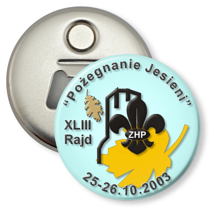 przypinka otwieracz-magnes XLIII Rajd Pożegnanie Jesieni