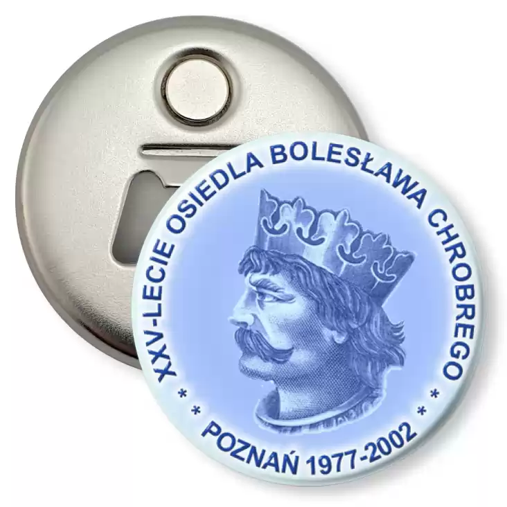 przypinka otwieracz-magnes XXV-lecie osiedla Bolesława Chrobrego w Poznaniu