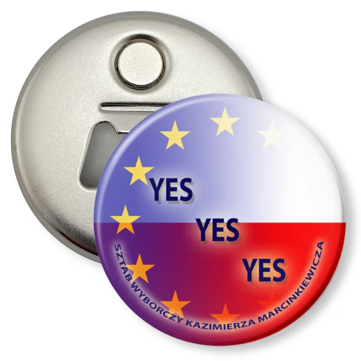 przypinka otwieracz-magnes Yes yes yes