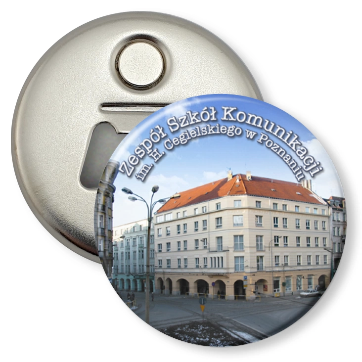 przypinka otwieracz-magnes Zespół Szkół Komunikacji