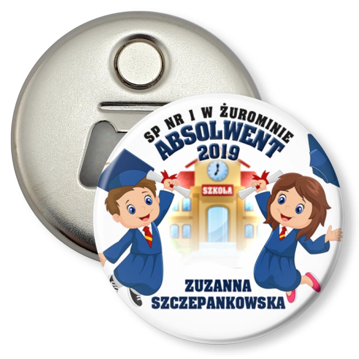 przypinka otwieracz-magnes Absolwent 2019