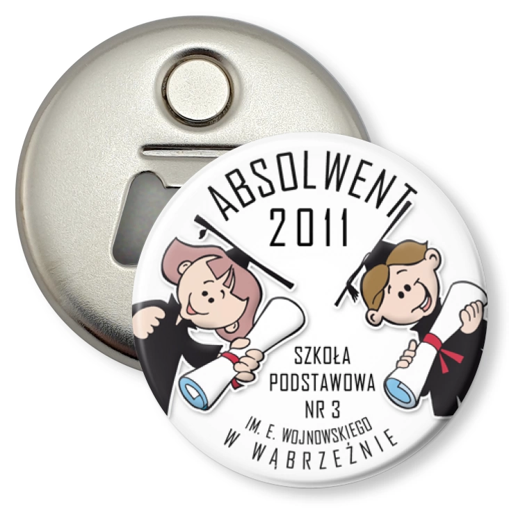 przypinka otwieracz-magnes Absolwent 2011