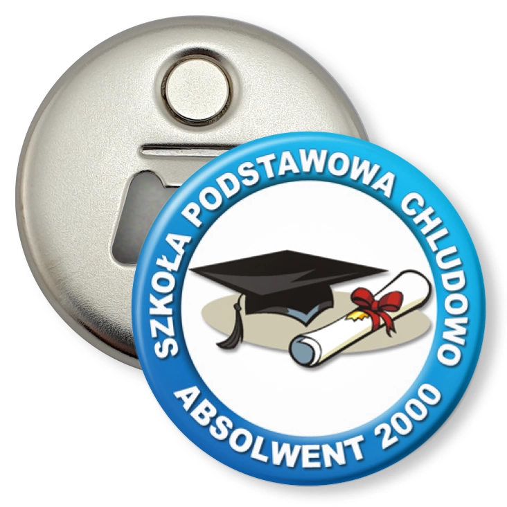 przypinka otwieracz-magnes Absolwent 2000 - SP Chludowo