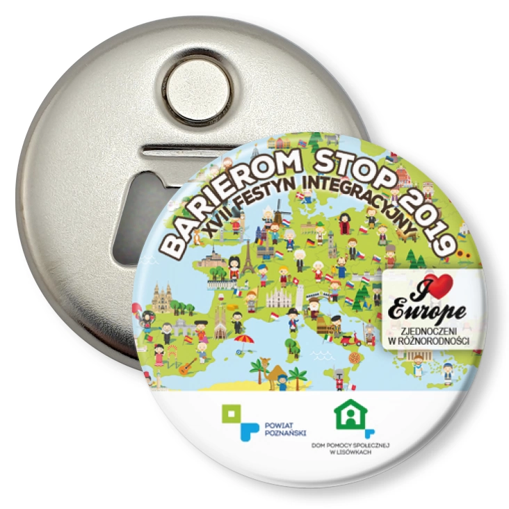 przypinka otwieracz-magnes Barierom Stop 2019