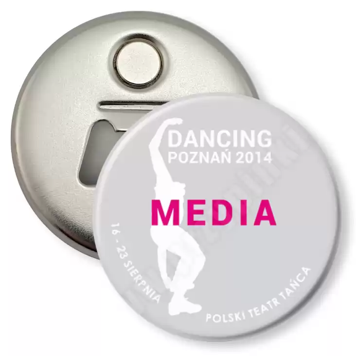 przypinka otwieracz-magnes Dancing Poznań 2014 Media