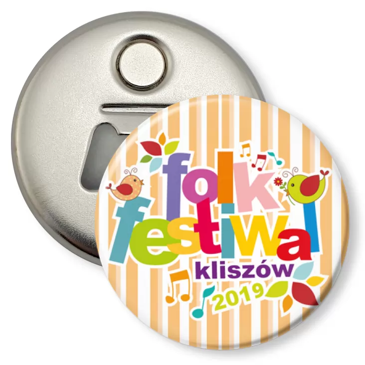 przypinka otwieracz-magnes Folk Festiwal 2019