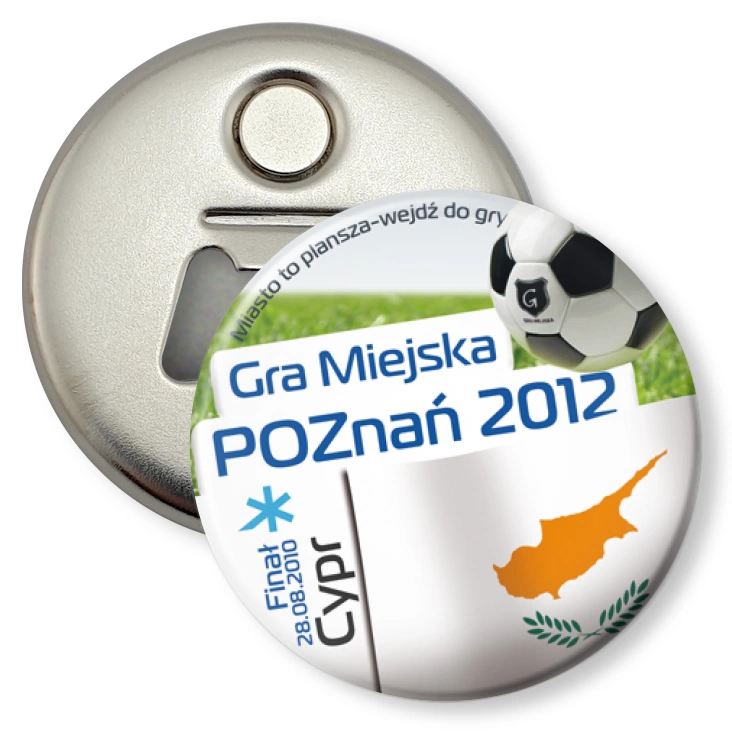 przypinka otwieracz-magnes Gra Miejska - Poznań 2012 - Cypr