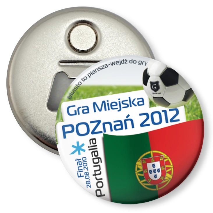 przypinka otwieracz-magnes Gra Miejska - Poznań 2012 - Portugalia