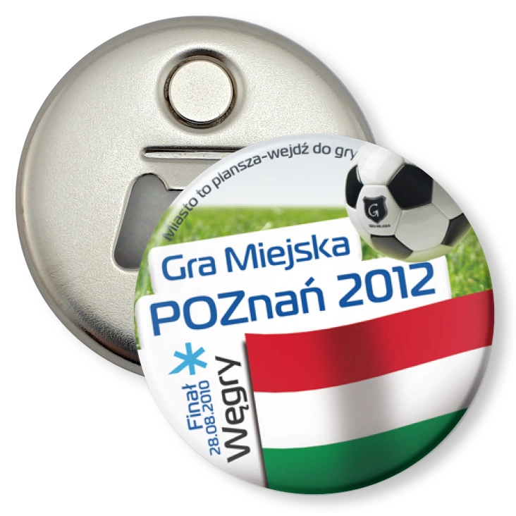 przypinka otwieracz-magnes Gra Miejska - Poznań 2012 - Węgry