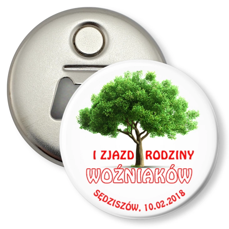 przypinka otwieracz-magnes I Zjazd Rodziny Woźniaków