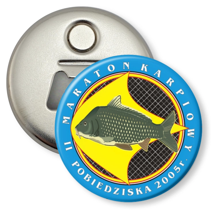 przypinka otwieracz-magnes II Maraton Karpiowy - Pobiedziska 2005