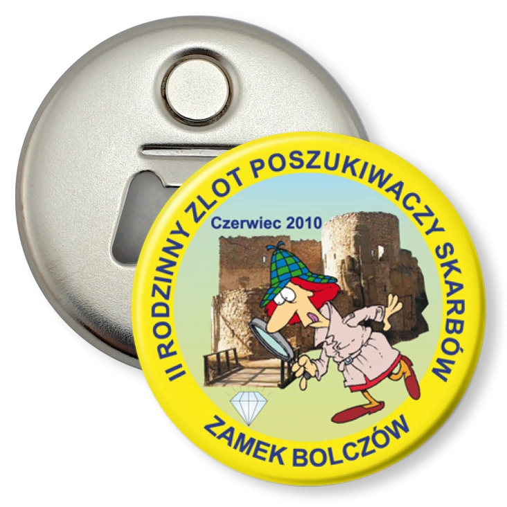 przypinka otwieracz-magnes II Rodzinny Zlot Poszukiwaczy Skarbów