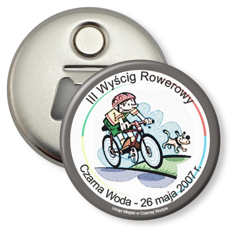 przypinka otwieracz-magnes III Wyścig Rowerowy Czarna Woda