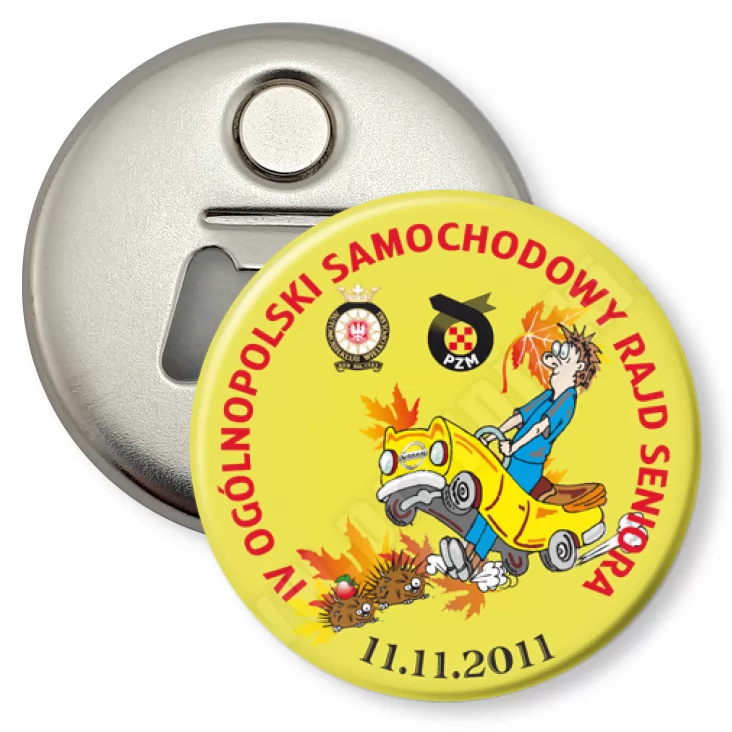 przypinka otwieracz-magnes IV Ogólnopolski Samochodowy Rajd Seniora