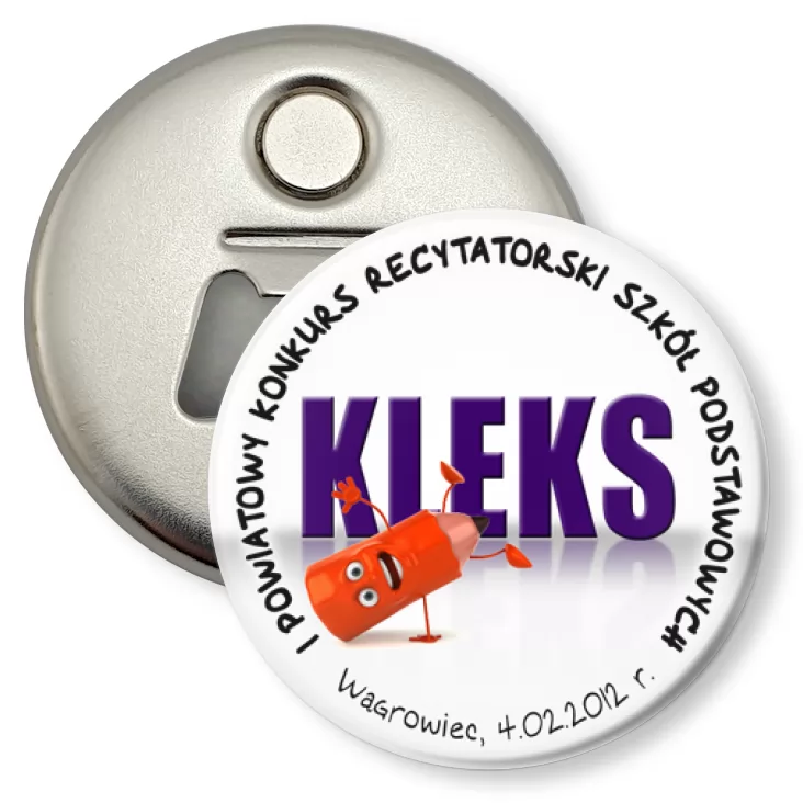 przypinka otwieracz-magnes Kleks 2012