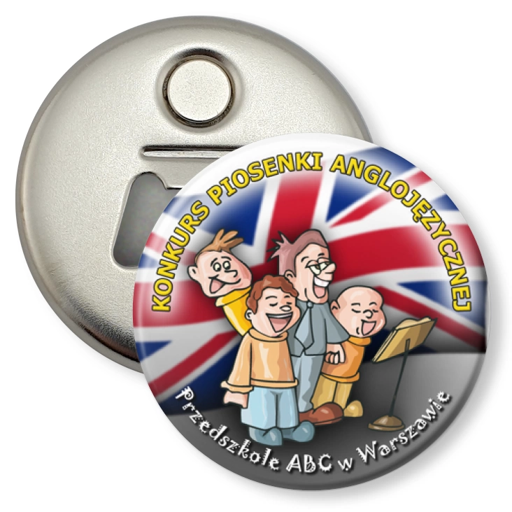 przypinka otwieracz-magnes Konkurs Piosenki Anglojęzycznej - Przedszkole ABC