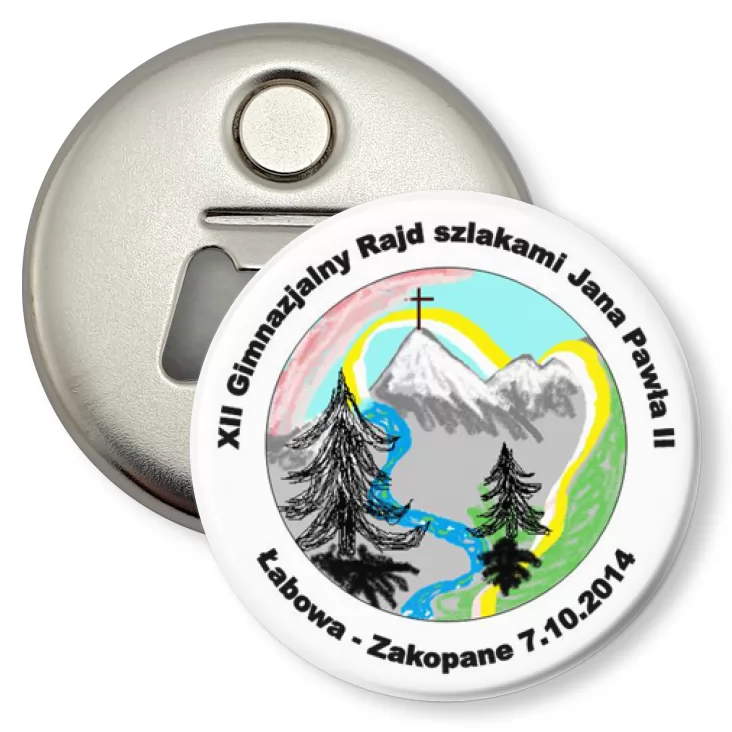 przypinka otwieracz-magnes Łabowa Rajd Szlakami Jana Pawła II