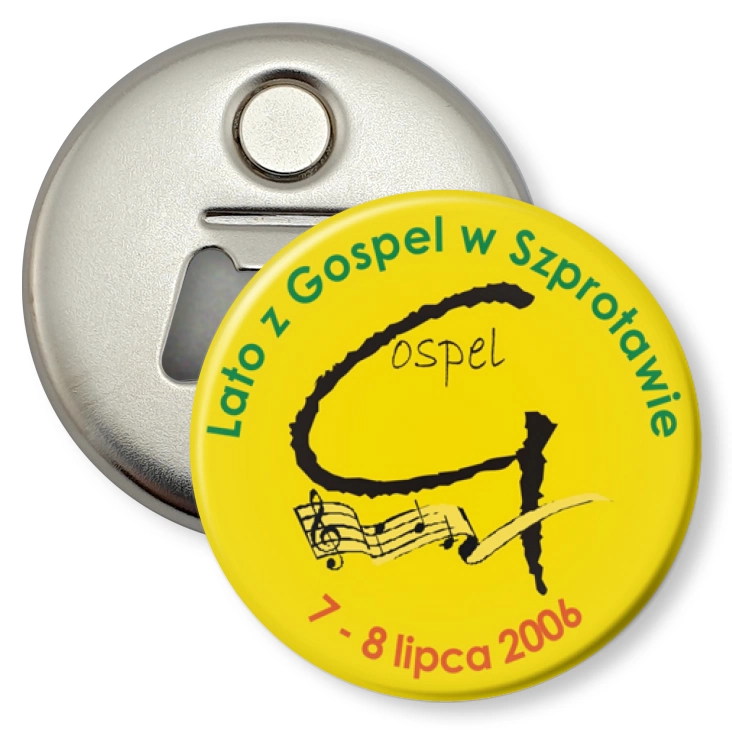 przypinka otwieracz-magnes Lato z Gospel w Szprotawie