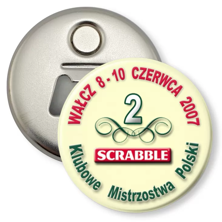 przypinka otwieracz-magnes Mistrzostwa w Scrablach - Wałcz 2007