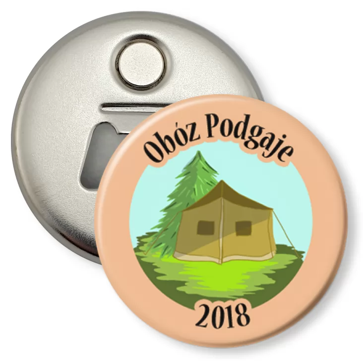 przypinka otwieracz-magnes Obóz Podgaje 2018