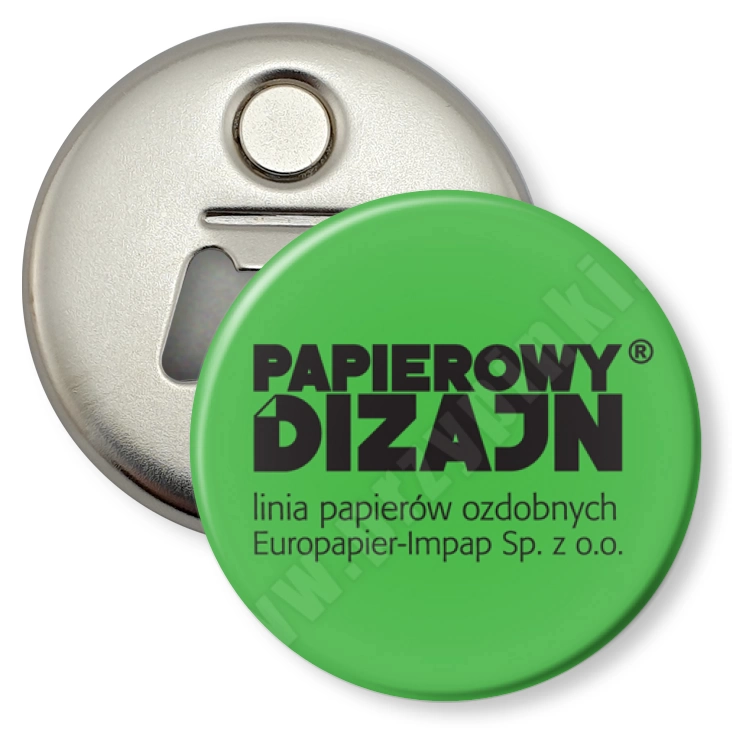 przypinka otwieracz-magnes Papierowy Dizajn