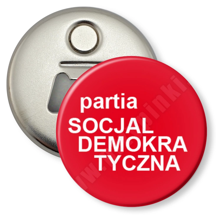 przypinka otwieracz-magnes Partia socjaldemokratyczna