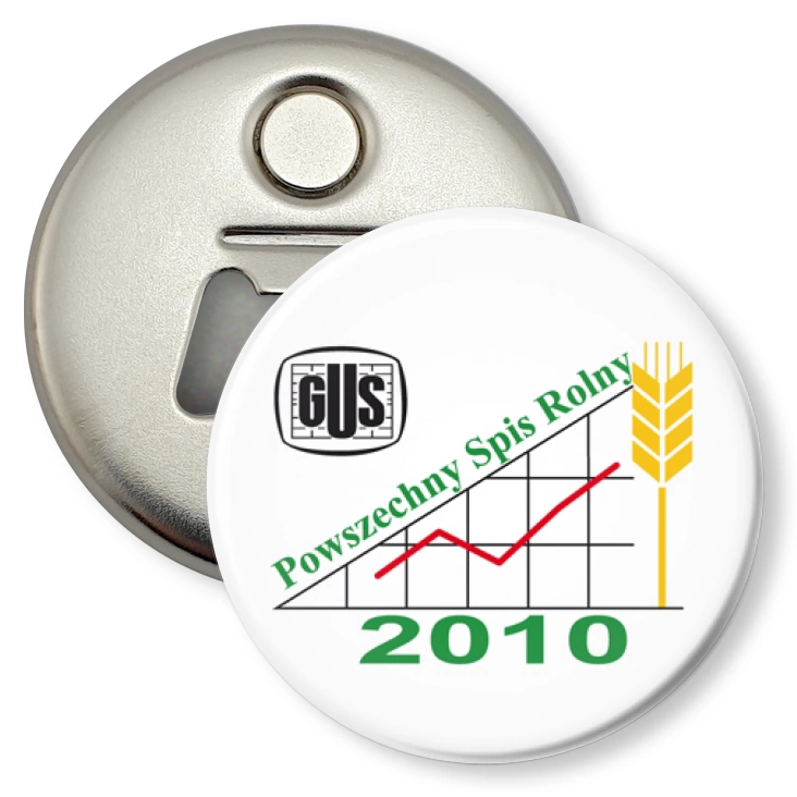 przypinka otwieracz-magnes Powszechny Spis Rolny 2010