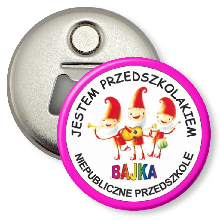 przypinka otwieracz-magnes Przedszkole Bajka - Krasnoludki
