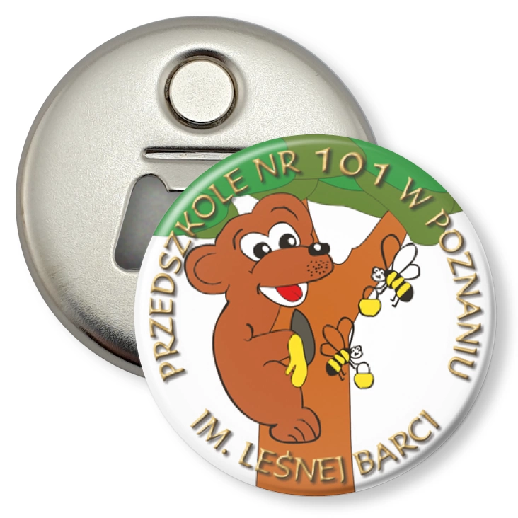 przypinka otwieracz-magnes Przedszkole nr 101 w Poznaniu
