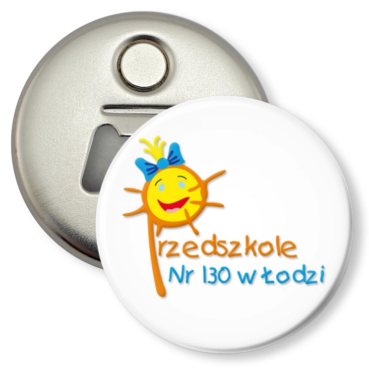 przypinka otwieracz-magnes Przedszkole nr 130 w Łodzi