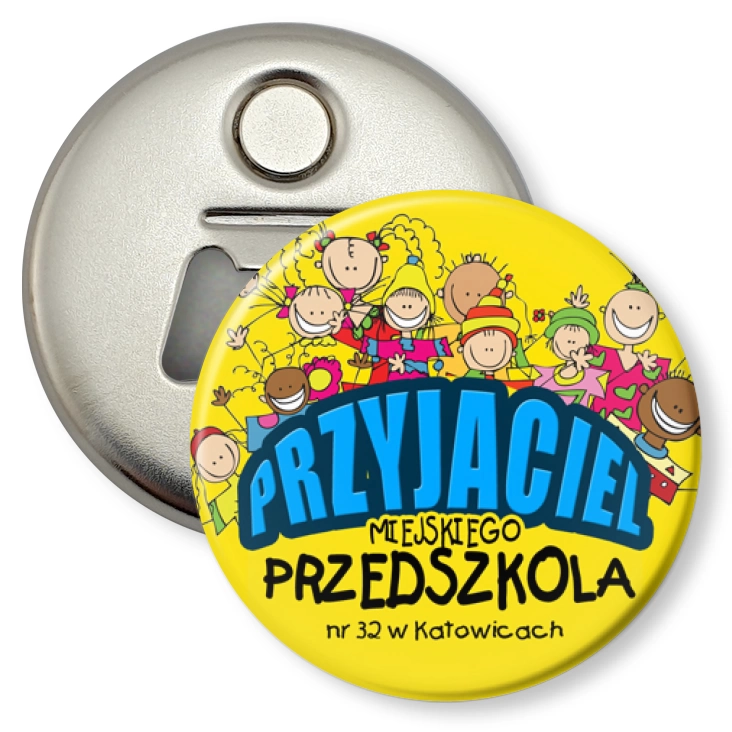 przypinka otwieracz-magnes Przyjaciel przedszkola