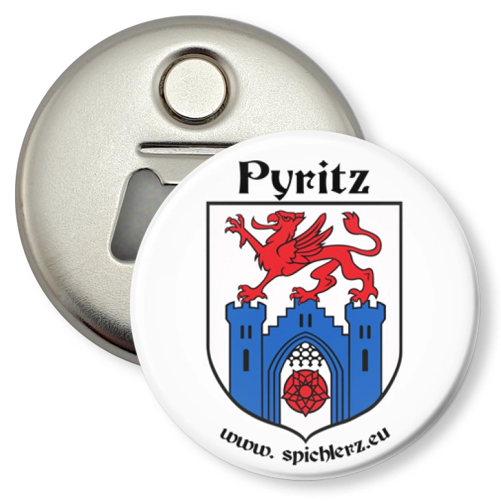 przypinka otwieracz-magnes Pyrzyce