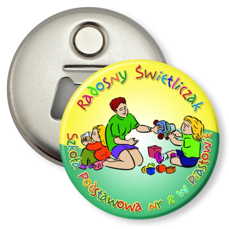 przypinka otwieracz-magnes Radosny Świetliczak