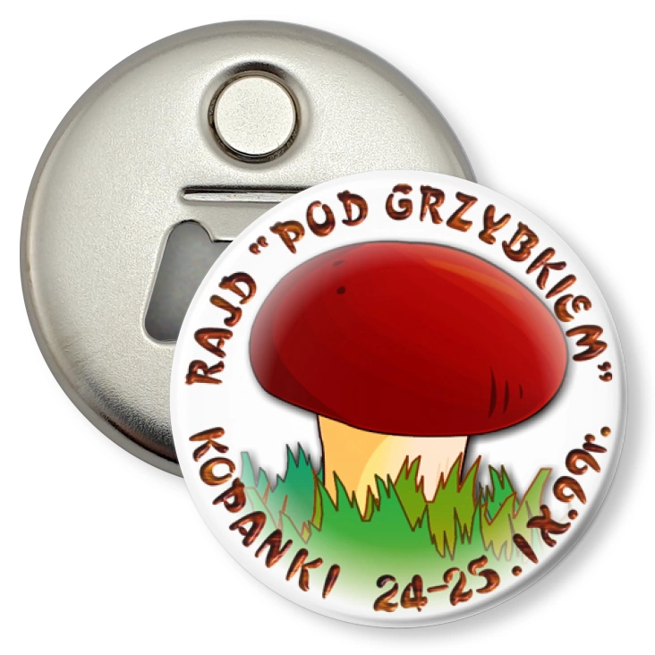 przypinka otwieracz-magnes Rajd Pod grzybkiem