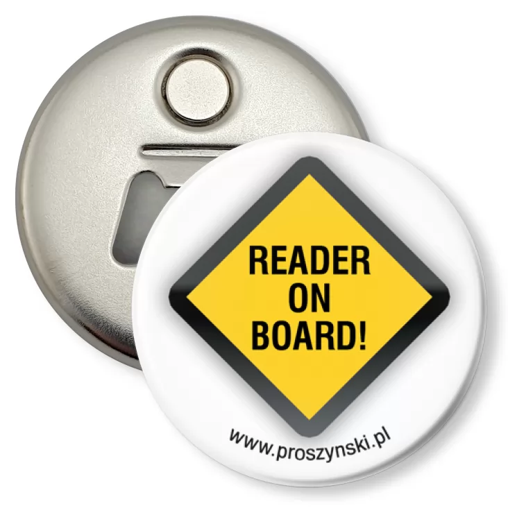 przypinka otwieracz-magnes Reader on board