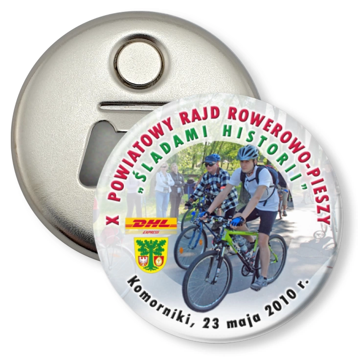 przypinka otwieracz-magnes Śladami historii - Komorniki 2010