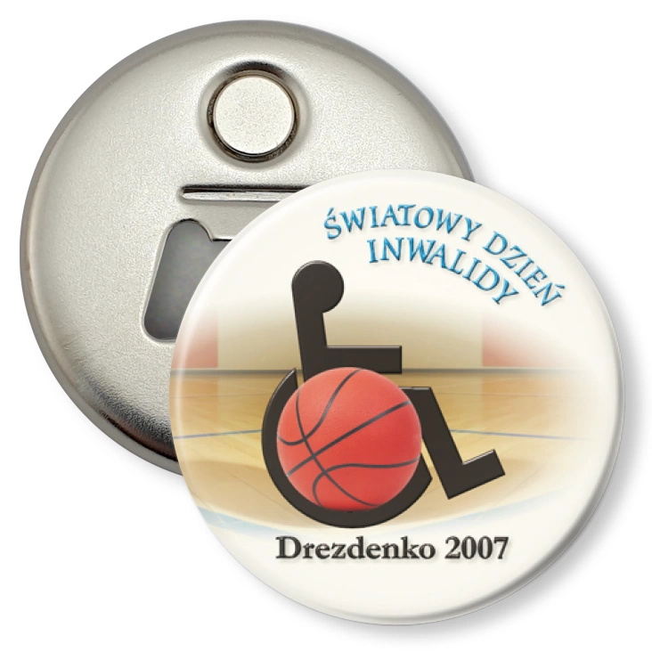 przypinka otwieracz-magnes Światowy Dzień Inwalidy 2007