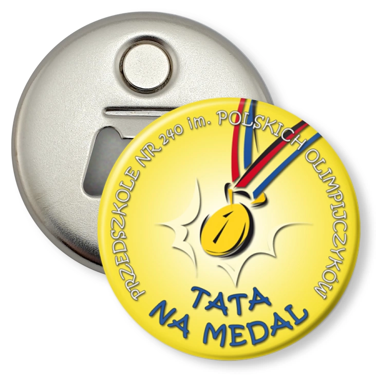 przypinka otwieracz-magnes Tata na medal